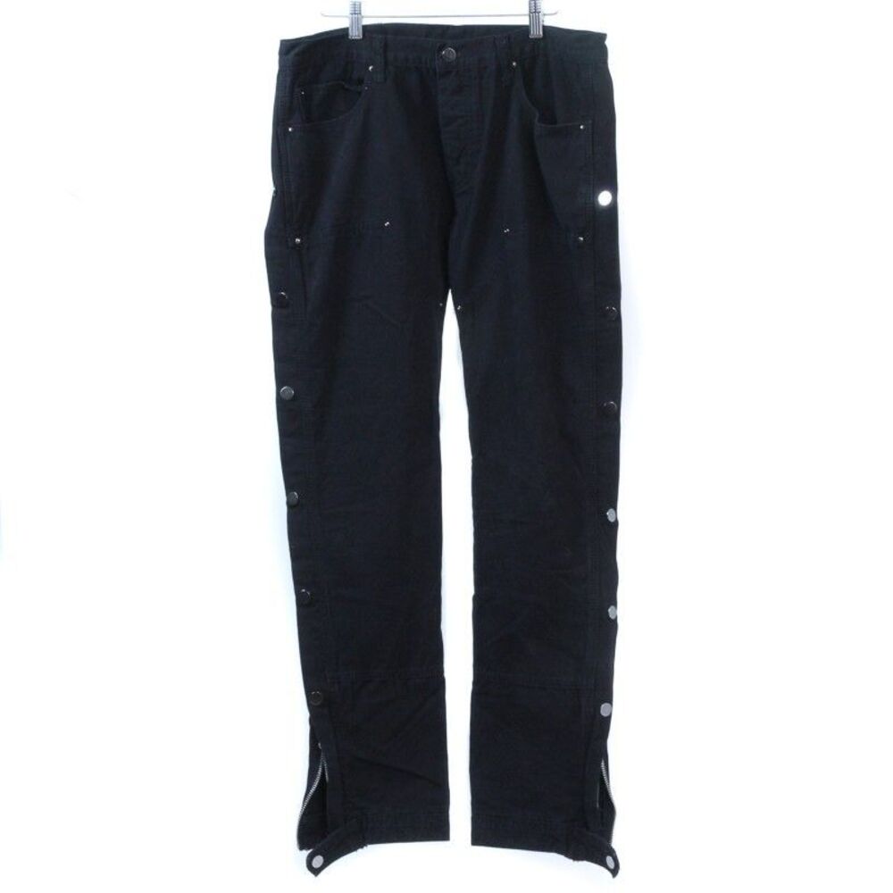 MNML Men Denim Jeans Black Pusher Snap Button Durable Stretchy Wide Bottom 33x33